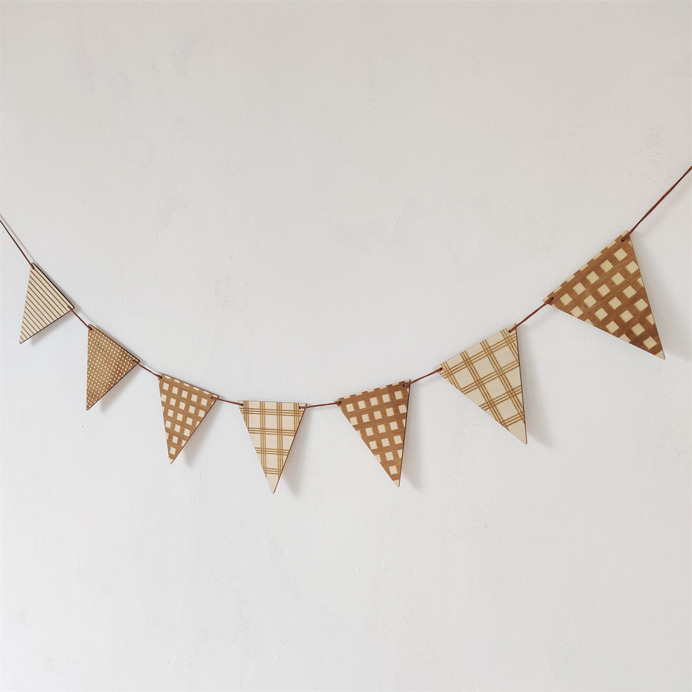 Nordic Wooden Triangle Flag Wa - Baby Nursery Hanging Decor ulasan dan harga