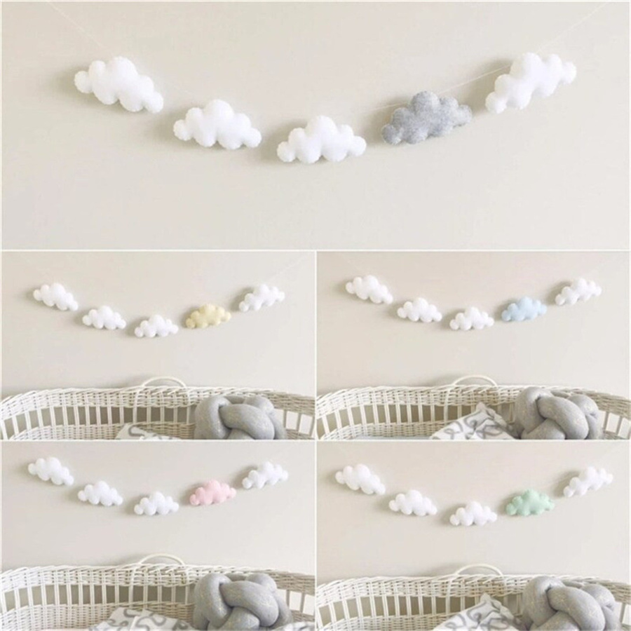 Nordic Felt Cloud Garlands Str - Baby Nursery Hanging Decor ulasan dan harga