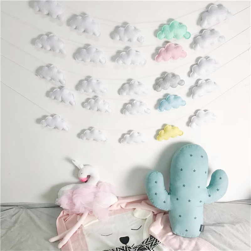 Nordic Felt Cloud Garlands Str - Baby Nursery Hanging Decor ulasan dan harga